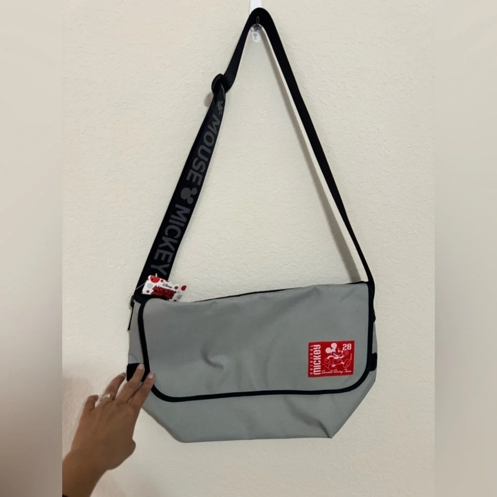 Disney Original Mickey Seaside Racing Vinyl Messenger Bag Gray NWT